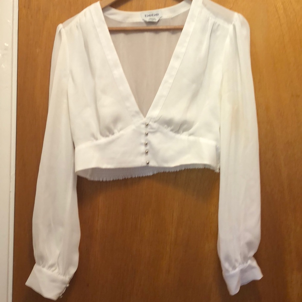 Bebe cropped white top